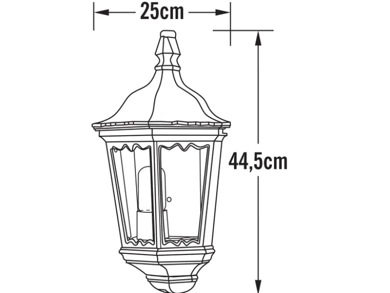 Außenwandleuchte Laternen Halbschale, E27, Aluminium Grün, Höhe 44,5cm