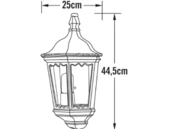 Außenwandleuchte Laternen Halbschale, E27, Aluminium Weiß, Höhe 44,5cm
