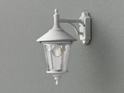 Außenwandleuchte LED Laterne hängend Aluminium Weiß, Höhe 44cm