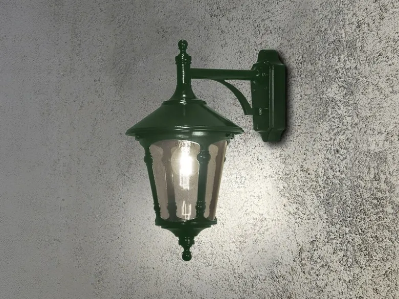 Außenwandleuchte LED Laterne hängend Aluminium Grün, Höhe 44cm