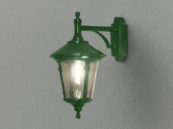 Außenwandleuchte LED Laterne hängend Aluminium Grün, Höhe 44cm