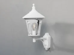 Außenwandleuchte LED Laterne stehend Aluminium Weiß, Höhe 51cm