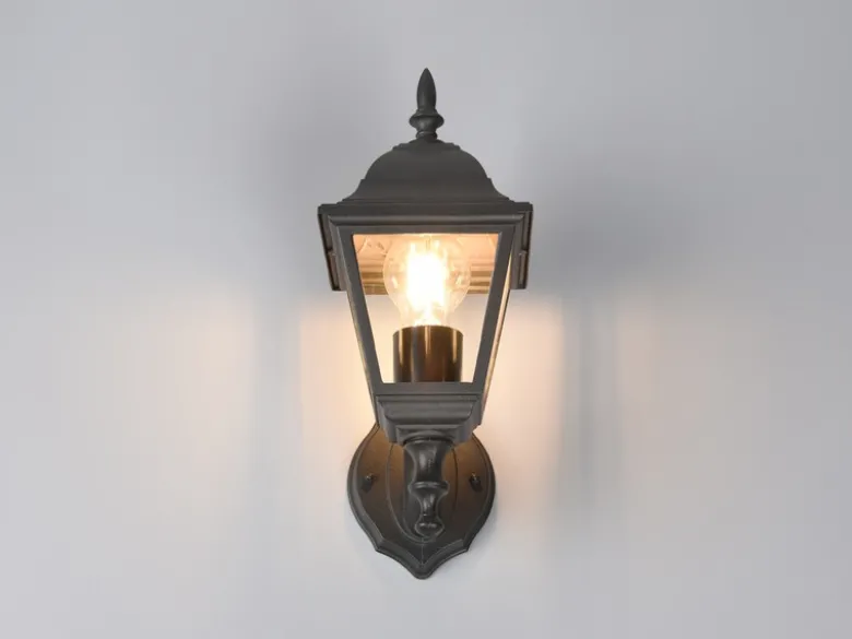 Außenwandleuchte LIVENZA Laterne stehend, Aluminium Schwarz, Höhe 34cm