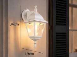 Außenwandleuchte LIVENZA Laterne hängend Aluminium Weiß, Höhe 34cm