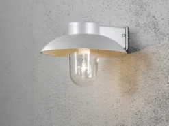 Außenwandleuchte MANI aus Aluminium Silbergrau & Klarglas, Höhe 21cm