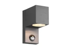 Außenwandleuchte mit Bewegungsmelder, Downlight Anthrazit eckig mit GU10 LED