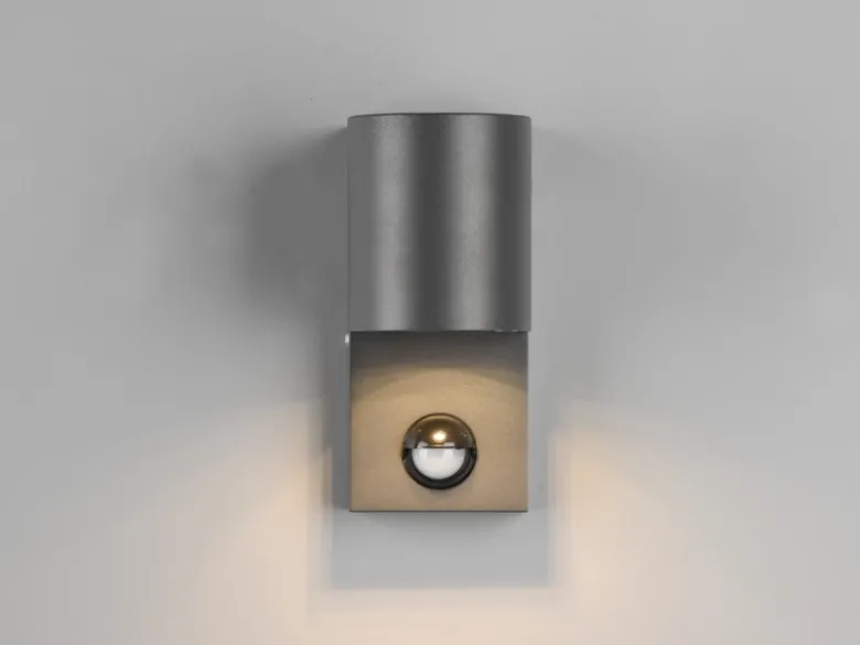 Außenwandleuchte mit Bewegungsmelder, Downlight Anthrazit rund mit GU10 LED