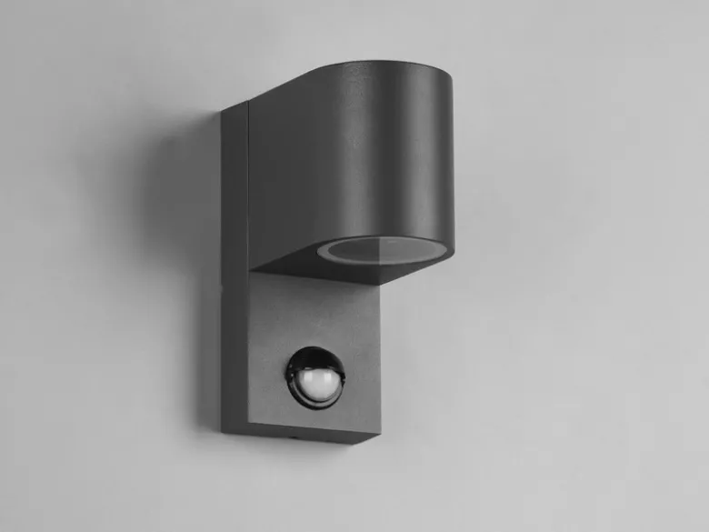 Außenwandleuchte mit Bewegungsmelder, Downlight Anthrazit rund mit GU10 LED