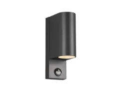 Außenwandleuchte mit Bewegungsmelder, Up and Down Anthrazit rund mit GU10 LED