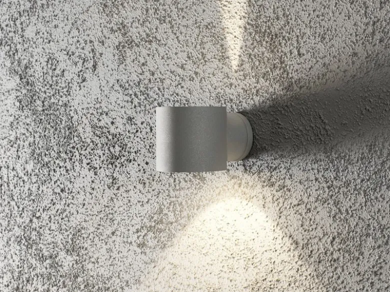Außenwandleuchte MODENA runder Wandspot Up-Down, Höhe 9cm, Grau