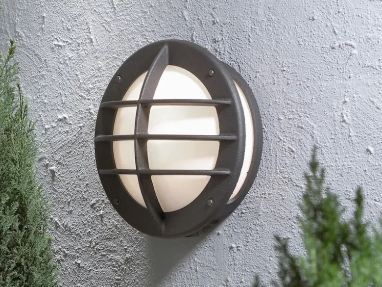 Außenwandleuchte ODEN, Aluminium Schwarz & Acrylglas Weiß, Ø 31cm
