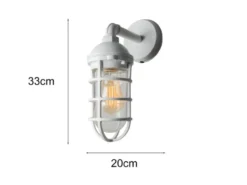 Außenwandleuchte OLBIA aus Aluminium Weiß & Klarglas, Höhe 33cm