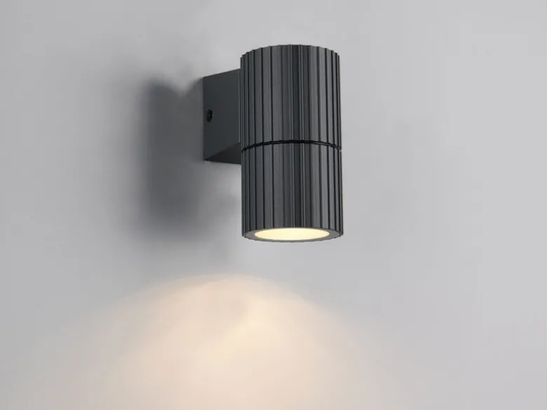 Außenwandleuchte PARANA Downlight Anthrazit geriffelt, Höhe 11cm