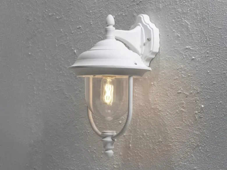 Außenwandleuchte PARMA Landhausstil Laterne hängend, Weiß, Höhe 46cm