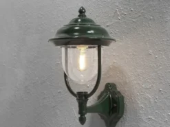 Außenwandleuchte PARMA Landhausstil Laterne stehend, Grün, Höhe 43cm