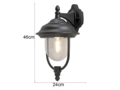 Außenwandleuchte PARMA Landhausstil Laterne hängend, Schwarz, Höhe 46cm