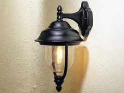 Außenwandleuchte PARMA Landhausstil Laterne hängend, Schwarz, Höhe 46cm