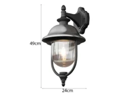 Außenwandleuchte PARMA Landhausstil Laterne hängend, Schwarz-Silber, Höhe 49cm