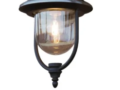 Außenwandleuchte PARMA Landhausstil Laterne hängend, Schwarz-Silber, Höhe 49cm