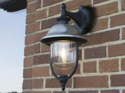 Außenwandleuchte PARMA Landhausstil Laterne hängend, Schwarz-Silber, Höhe 49cm