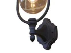 Außenwandleuchte PARMA Landhausstil Laterne stehend, Schwarz-Silber, Höhe 48cm