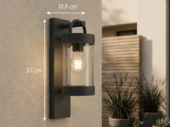 Außenwandleuchte SAMBESI Laterne im Landhausstil, Anthrazit, Höhe 33cm