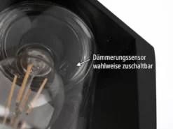 Außenwandleuchte Schwarz mit E27 LED & Glas Lampenschirm, Höhe 19cm