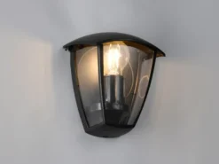 Außenwandleuchte VENTA Halbschale im Landhausstil Schwarz, Höhe 20cm