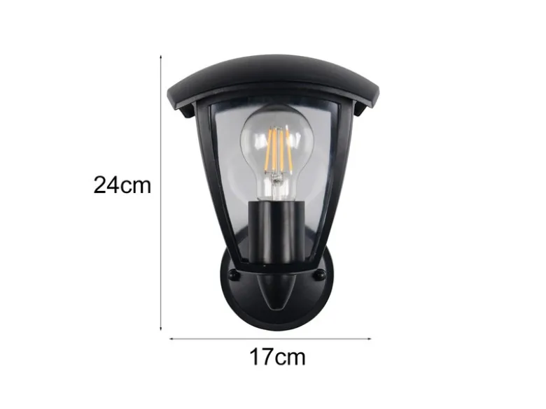 Außenwandleuchte VENTA Laterne stehend Landhausstil Schwarz, Höhe 24cm