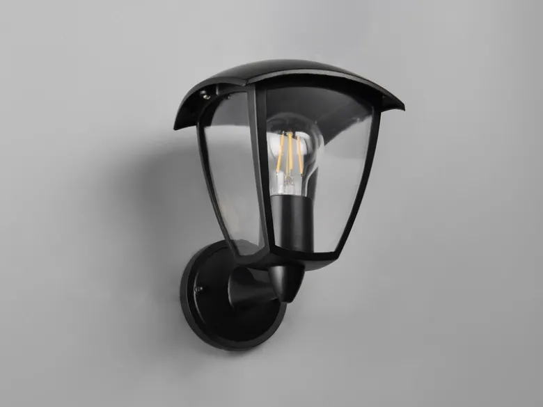 Außenwandleuchte VENTA Laterne stehend Landhausstil Schwarz, Höhe 24cm
