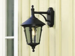 Außenwandleuchte VIRGO Laterne hängend Aluminium Schwarz, Höhe 44cm