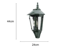 Außenwandleuchte VIRGO Laterne Halbschale Aluminium Grün, Höhe 44cm