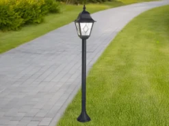 Außen Wegeleuchte NORFOLK Landhausstil Laterne mit Bleiglas, Höhe 109cm