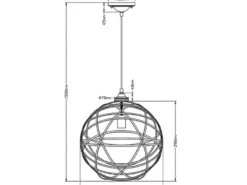 Außergewöhnliche Kugel Pendelleuchte JACOB Geflecht Design Grau Antik, Ø 40cm