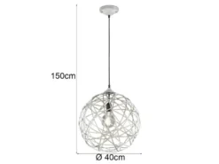 Außergewöhnliche Kugel Pendelleuchte JACOB Geflecht Design Grau Antik, Ø 40cm