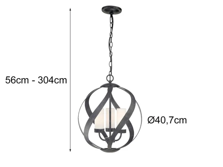 Außergewöhnliche LED Pendelleuchte für Innen & Außen, 3-flammig Ø40,7cm