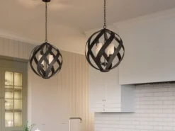 Außergewöhnliche Pendelleuchte für Innen & Außen, 4-flammig Ø50cm