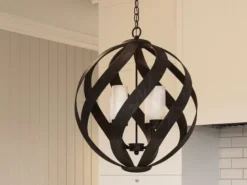 Außergewöhnliche Pendelleuchte für Innen & Außen, 4-flammig Ø50cm