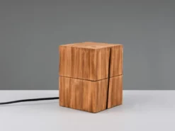 Aufklappbare LED Tischleuchte TREASURE aus Naturholz, Höhe 16cm