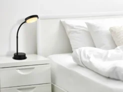 Aufladbare Akku Schreibtischlampe dimmbar, Schwarz mit Flexrohr, Höhe 38cm