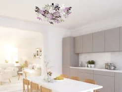 Ausgefallene große LED Deckenleuchte mit Blumen, dimmbar über Schalter Ø 51cm