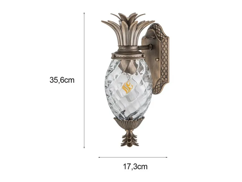 Ausgefallene LED Außenwandleuchte Bronzefarbig, Höhe 35,5cm