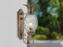Ausgefallene LED Außenwandleuchte Bronzefarbig, Höhe 54cm