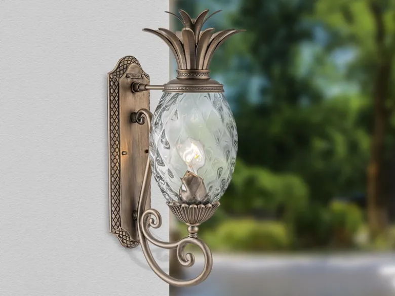 Ausgefallene LED Außenwandleuchte Bronzefarbig, Höhe 54cm