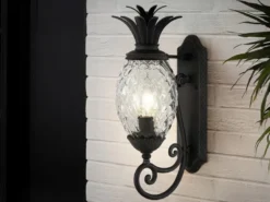 Ausgefallene LED Außenwandleuchte Schwarz, Höhe 54cm