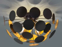 Ausgefallene LED Deckenleuchte Lampenschirm Schwarz-Gold, Ø 54cm