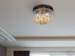 Ausgefallene LED Deckenleuchte mit Rauchglas Stäben, Ø 32cm