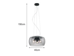Ausgefallene LED Pendelleuchte mit Rauchglas Lampenschirm, Ø 40cm