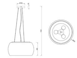 Ausgefallene LED Pendelleuchte mit Rauchglas Lampenschirm, Ø 40cm