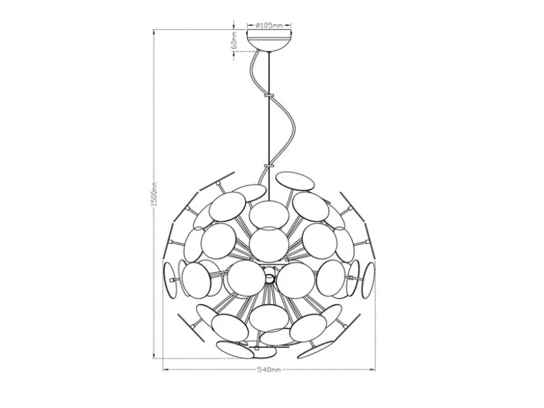 Ausgefallene LED Pendelleuchte mit Glas Lampenschirm Chrom bedampft, Ø 54cm